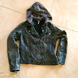 Free people vegan leather hoodie jacket